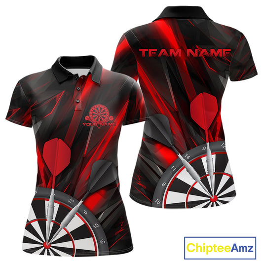 Custom Black And Red Dart Jerseys, Dart Polo Shirts For Women Team Jerseys IPHW9680