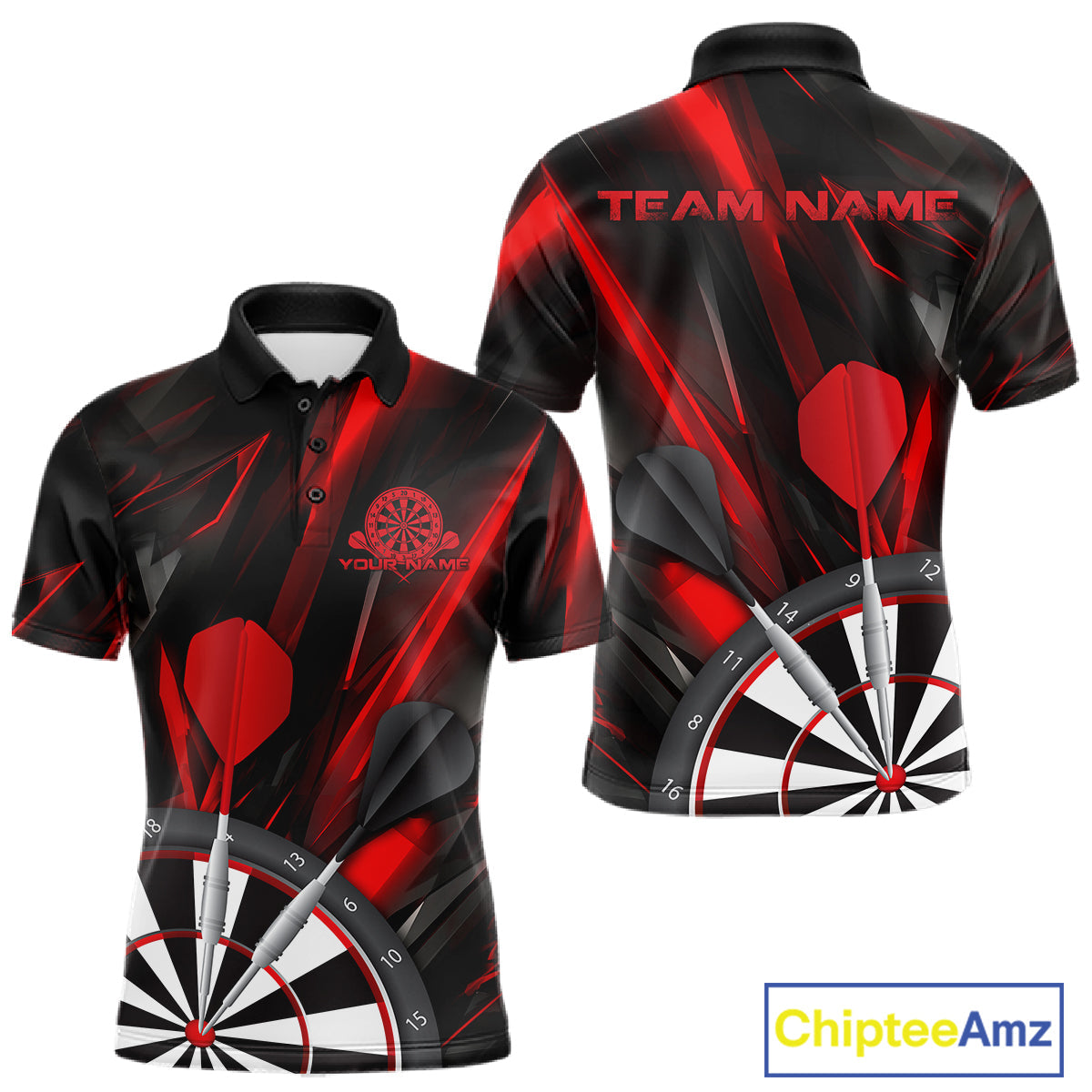 Custom Black And Red Dart Jerseys, Dart Polo Shirts For Men Team Jerseys IPHW9680