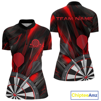 Custom Black And Red Dart Jerseys, Dart Quarter-Zip Shirts For Women Team Jerseys IPHW9680
