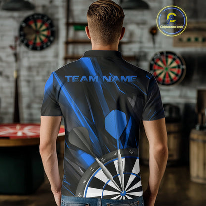 Custom Black And Blue Dart Jerseys, Dart Polo Shirts For Men Team Jerseys IPHW9681