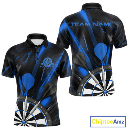 Custom Black And Blue Dart Jerseys, Dart Polo Shirts For Men Team Jerseys IPHW9681
