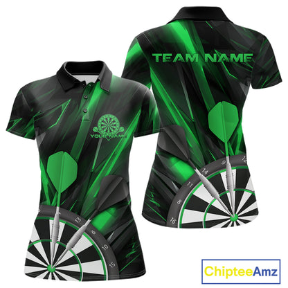 Custom Black And Green Dart Jerseys, Dart Polo Shirts For Women Team Jerseys IPHW9682