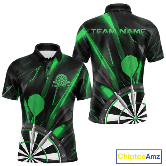 Custom Black And Green Dart Jerseys, Dart Polo Shirts For Men Team Jerseys IPHW9682