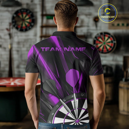 Custom Black And Purple Dart Jerseys, Dart Polo Shirts For Men Team Jerseys IPHW9683