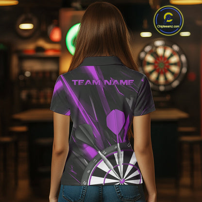 Custom Black And Purple Dart Jerseys, Dart Polo Shirts For Women Team Jerseys IPHW9683