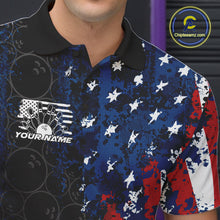 Load image into Gallery viewer, Custom Grunge Vintage American Flag Patriotic Bowling Team Jerseys, Bowling Men Polo Shirt IPHW9489
