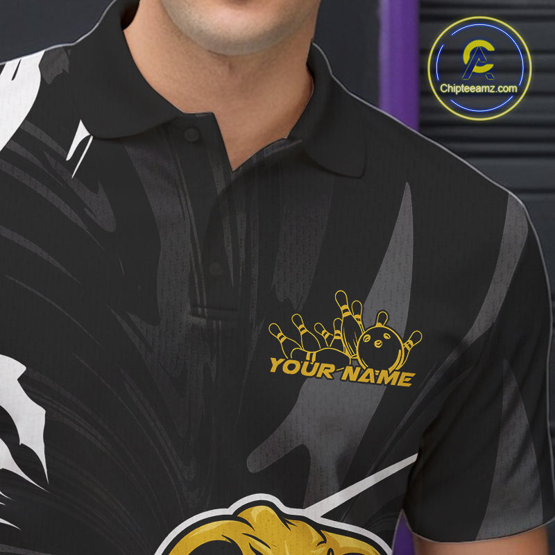 Custom Yellow Cobra Snake Bowling Team Jerseys, Bowling Polo Shirts For Men IPHW9708