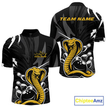 Load image into Gallery viewer, Custom Yellow Cobra Snake Bowling Team Jerseys, Bowling Quarter-Zip Shirts For Men IPHW9708