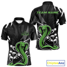 Load image into Gallery viewer, Custom Green Cobra Snake Bowling Team Jerseys, Bowling Polo Shirts For Men IPHW9709