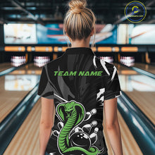 Load image into Gallery viewer, Custom Green Cobra Snake Bowling Team Jerseys, Bowling Quarter-Zip Shirts For Women IPHW9709