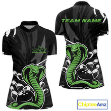 Load image into Gallery viewer, Custom Green Cobra Snake Bowling Team Jerseys, Bowling Quarter-Zip Shirts For Women IPHW9709