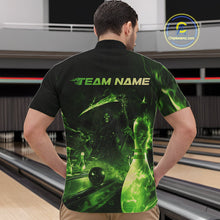 Load image into Gallery viewer, Custom Green Fire Flame Grim Reaper Bowling Quarter-Zip Shirts For Men, Halloween Bowlers Outfit IPHW9712