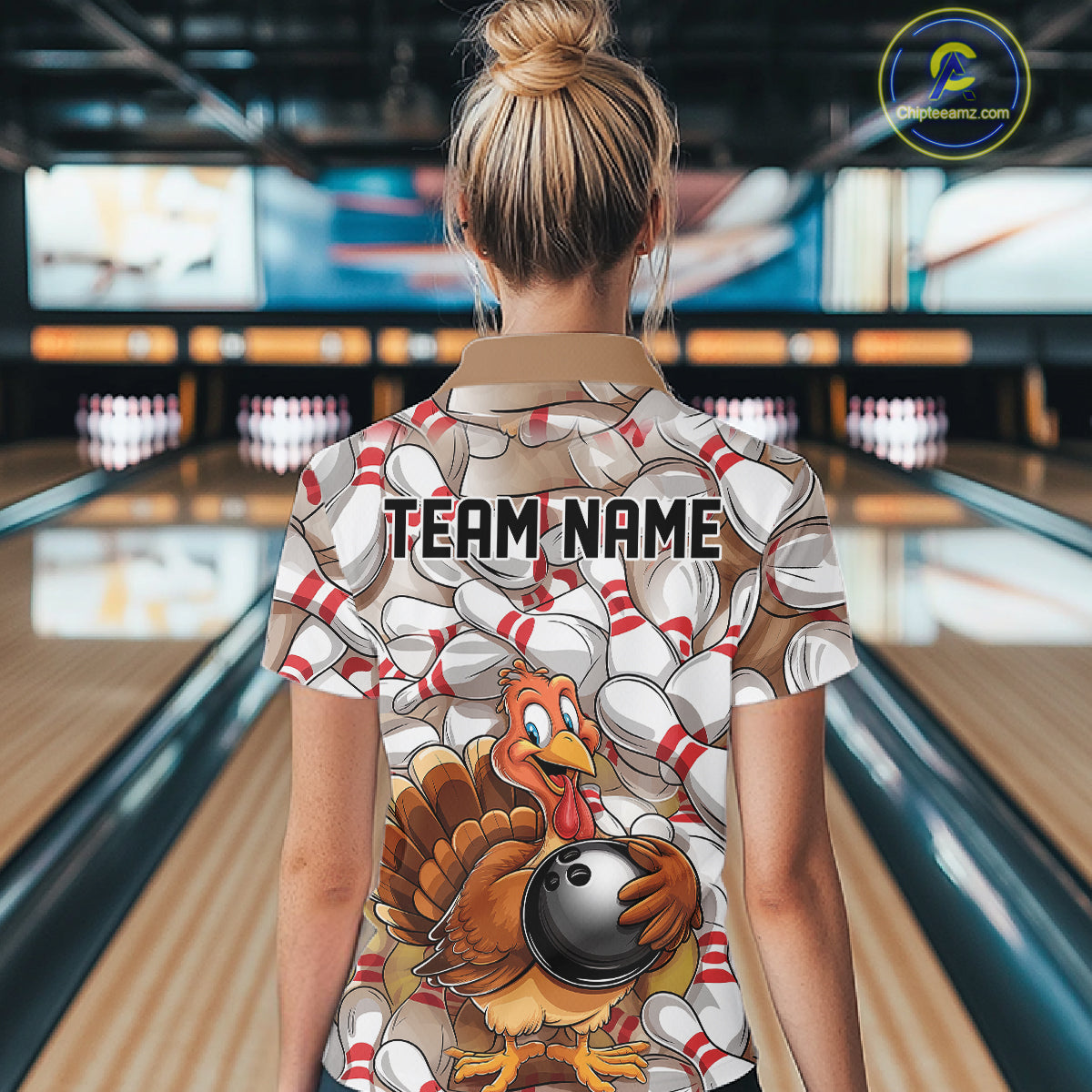 Custom Funny Thanksgiving Turkey Bowling Women Quarter-Zip Shirts, Thanksgiving Outfit IPHW9719