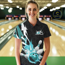 Load image into Gallery viewer, Custom Fiery Pine Green Bowling Women Polo Shirt, Inferno Flame Bowling Team League Shirt IPHW9528