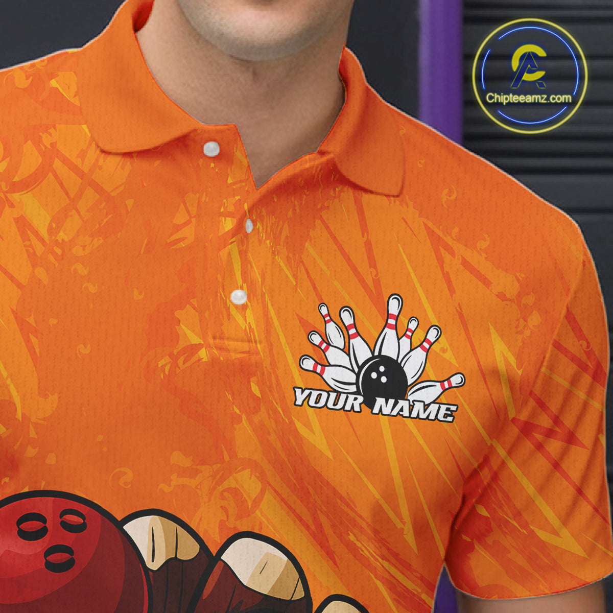 Custom Funny Thanksgiving Turkey Bowling Men Polo Shirts, Bowling League Shirt IPHW9770