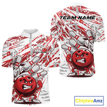 Load image into Gallery viewer, Red Camo Custom Funny Bowling Quarter-Zip Shirts For Men, Bowling Team Tournament Shirt IPHW9397