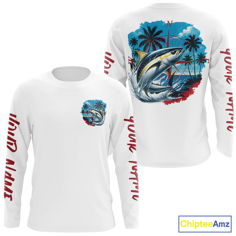 Custom Saltwater Yellowfin Tuna Fishing Long Sleeve Performance Sport Fishing Shirt IPHW9224