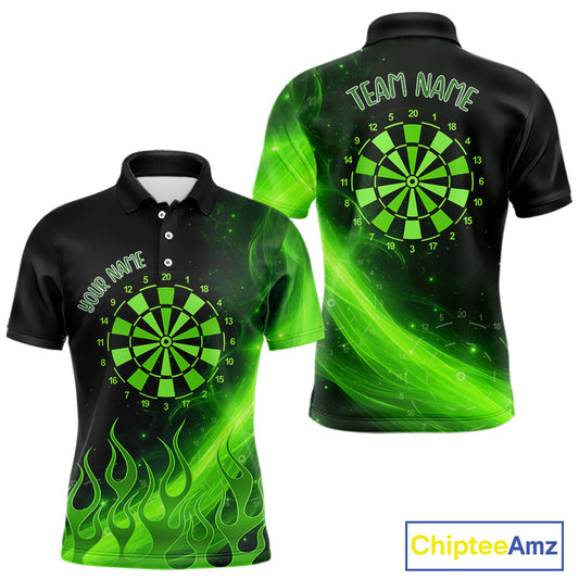 Dartboard 3D Lightning Darts Shirt For Men Custom Name & Team Jersey | Opt2 - Green NYN0646