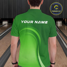 Load image into Gallery viewer, Custom Green Bowling Team Polo Shirts For Men, Bowling Tournament Bowling League Shirt IPHW9238