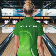 Load image into Gallery viewer, Custom Green Bowling Team Polo Shirts For Women, Bowling Tournament Bowling League Shirt IPHW9238