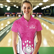 Load image into Gallery viewer, Custom Pink Camo Bowling Team Polo Shirts For Women, Bowling Jerseys Bowler Outfit IPHW9596
