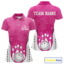 Load image into Gallery viewer, Custom Pink Camo Bowling Team Polo Shirts For Women, Bowling Jerseys Bowler Outfit IPHW9596