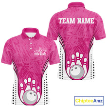 Load image into Gallery viewer, Custom Pink Camo Bowling Team Polo Shirts For Men, Bowling Jerseys Bowler Outfit IPHW9596