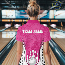 Load image into Gallery viewer, Custom Pink Camo Bowling Team Quarter-Zip Shirts For Women, Bowling Jerseys Bowler Outfit IPHW9596