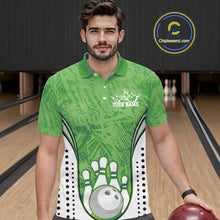 Load image into Gallery viewer, Custom Green Camo Bowling Team Polo Shirts For Men, Bowling Jerseys Bowler Outfit IPHW9597