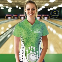 Load image into Gallery viewer, Custom Green Camo Bowling Team Polo Shirts For Women, Bowling Jerseys Bowler Outfit IPHW9597