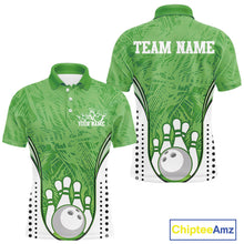 Load image into Gallery viewer, Custom Green Camo Bowling Team Polo Shirts For Men, Bowling Jerseys Bowler Outfit IPHW9597