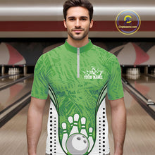 Load image into Gallery viewer, Custom Green Camo Bowling Team Quarter-Zip Shirts For Men, Bowling Jerseys Bowler Outfit IPHW9597