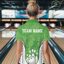 Load image into Gallery viewer, Custom Green Camo Bowling Team Women Quarter-Zip Shirts, Bowling Jerseys Bowler Outfit IPHW9597