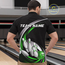 Load image into Gallery viewer, Custom Black Green Bowling Team Jerseys, Bowler Uniform Bowling Quarter-Zip Shirts For Men IPHW9279