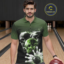 Load image into Gallery viewer, Custom Green Smoke Skull Bowling Polo Shirts For Men, Ghostly Halloween Bowling Outfit IPHW9522
