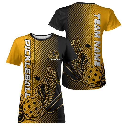 Custom Yellow Pickleball Wings Jerseys Outdoor Pickleball T-Shirts Team For Women IPHW9308