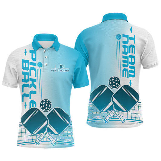 Custom Blue Pickleball Team Polo Shirts For Men, Pickleball League Shirt IPHW9314