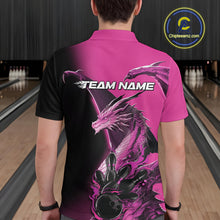 Load image into Gallery viewer, Custom Pink Dragon Flame Bowling Polo Shirts For Men, Bowling Tournament Shirt IPHW9332