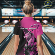 Load image into Gallery viewer, Custom Pink Dragon Flame Bowling Quarter-Zip Shirt For Women, Bowling Tournament Shirt IPHW9332