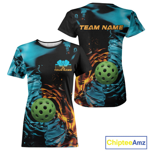 Custom Water And Fire Pickleball T-Shirts For Women, Pickleball Team IPHW9335