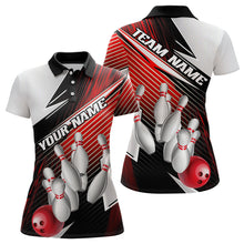 Load image into Gallery viewer, Black And Red Custom Bowling Team Shirts For Women, Bowling Tournament Bowling League Shirt IPHW7935