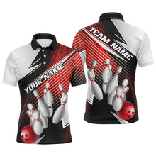 Load image into Gallery viewer, Black And Red Custom Bowling Team Shirts For Men, Bowling Tournament Bowling League Shirt IPHW7935