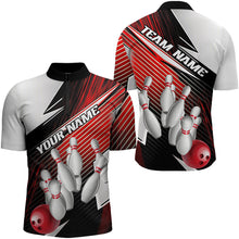 Load image into Gallery viewer, Black And Red Custom Bowling Team Shirts For Men, Bowling Tournament Bowling League Shirt IPHW7935