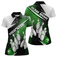 Load image into Gallery viewer, Black And Green Custom Ladies Bowling Team Shirts, Bowling Tournament Bowling League Shirt IPHW7937