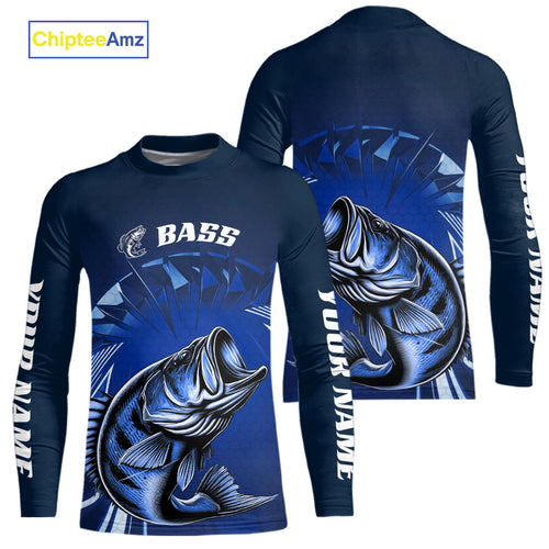 Custom Largemouth Bass Blue Kid Long Sleeve Tournament Fishing Shirts, Bass  Fishing Jerseys IPHW9178