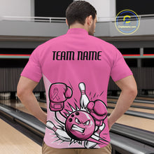 Load image into Gallery viewer, Custom Funny Pink Breast Cancer Bowling Men Quarter-Zip Shirt, Breast Cancer Fighter Jerseys IPHW9395