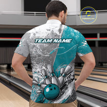 Load image into Gallery viewer, Custom Grunge Blue Bowling Quarter-Zip Shirts For Men, Distressed Vintage Bowling Team Shirts IPHW9551