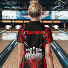 Load image into Gallery viewer, Custom Black And Red Bowling Team Jerseys, Bowler Uniform Bowling Women Quarter-Zip Shirt IPHW9283