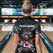 Load image into Gallery viewer, Custom Thunder Lightning Red Dragon Bowling Team Women Quarter-Zip Shirts, Bowling Jersey IPHW9110