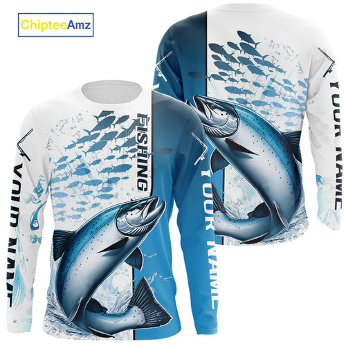 Personalized Chinook Salmon Fishing Saltwater Long Sleeve Performance Fishing Shirts IPHW9345